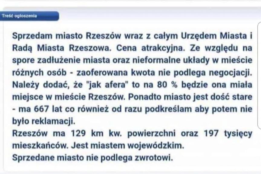 Rzeszów ogłoszenie