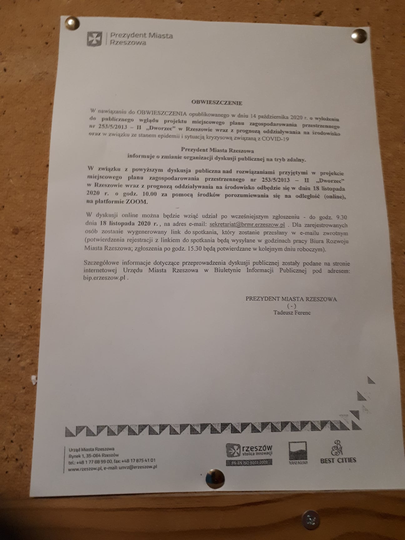 Rzeszów. Zdalne konsultacje społeczne ws