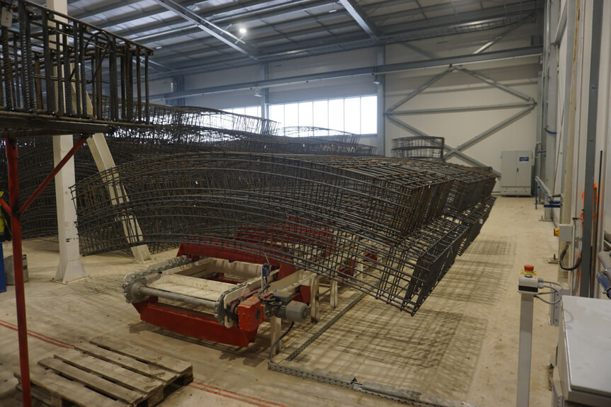 Hala prefabrykacji tubingów na budowie S19