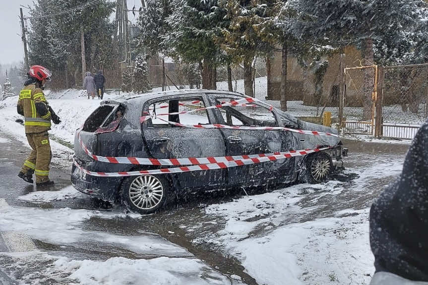 Pożar samochodu w Babicy