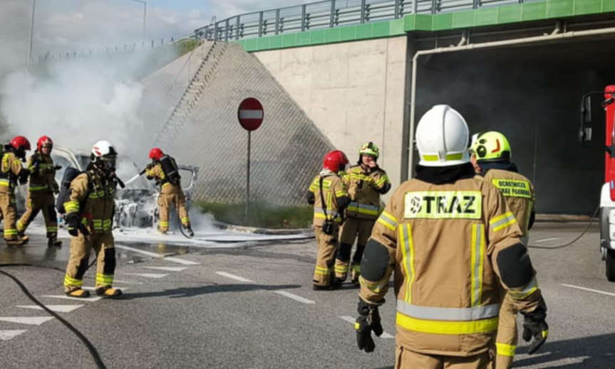 Pożar samochodu w Racławówce
