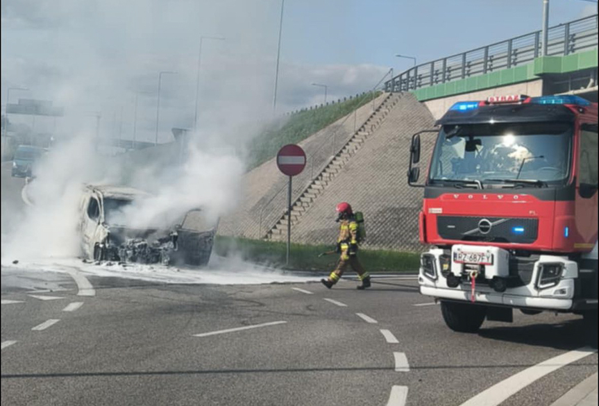 Pożar samochodu w Racławówce