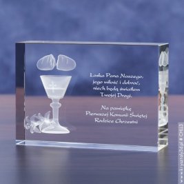 Personalizowany kryształ 3D Pamiątka Komunii
