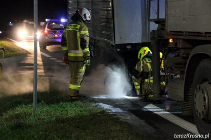 Pożar koła w przyczepie