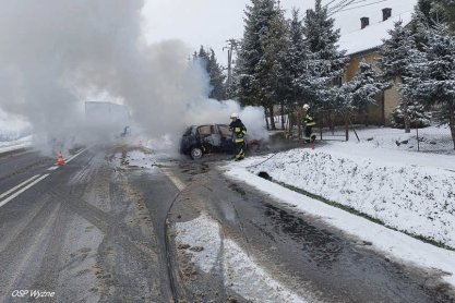 Pożar samochodu w Babicy