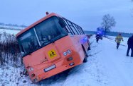 Szkolny autobus z dziećmi wpadł do rowu