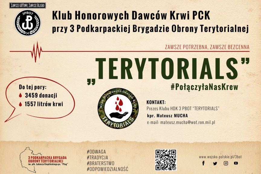 Klub Dawców Krwi Terytorialsów Klub Dawców Krwi stworzony przez Terytorialsów