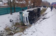 Wypadek szkolnego busa w miejscowości Grochowe