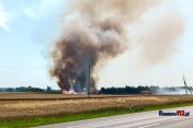 Pożar zboża w Dąbrowie. Ogień ogarnął 100 ha pola